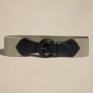 Banana Republic Llano Stretch Belt Small Black Beige Safari Wide NWOT NEW $120